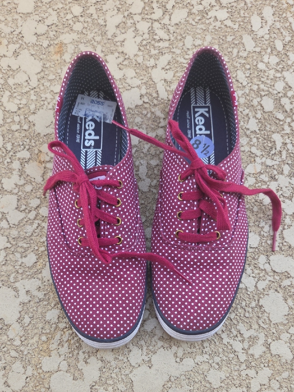 Keds Women's Burgundy Polka Dot Canvas Sneakers